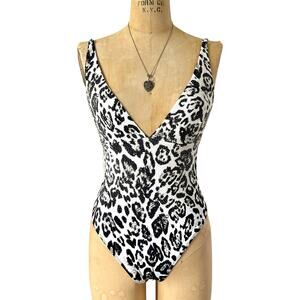 Y2K Leopard Print Sequin One Piece Glam Ermanno Scervino Designer Sz XS